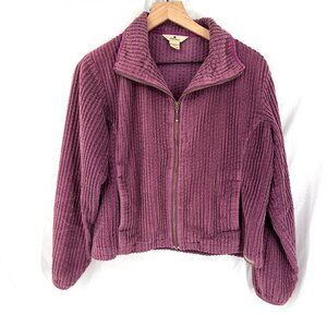 Woolrich wide wale corduroy cropped full zip up jacket wineberry purple retro M